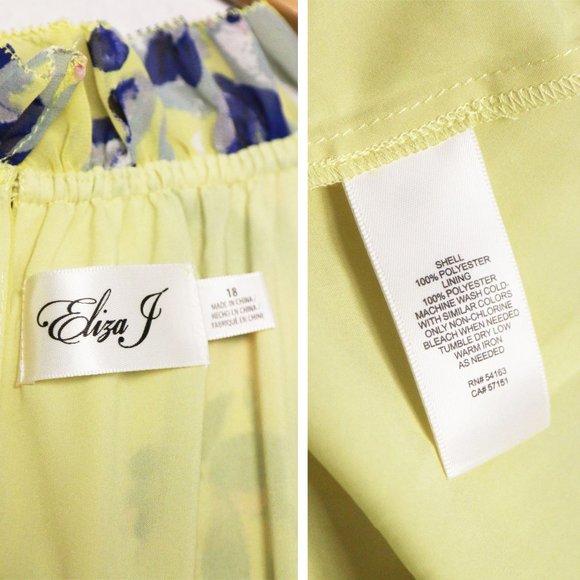 NEW Eliza J Floral Asymmetric Tiered Dress Plus 18 Citrus Yellow Halter - Picture 13 of 16